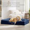 imageBedsure Orthopedic Dog Beds Large Sized Dog  Washable Large Dog Cat Bed Waterproof Comfort Dogs Couch Sofa with Washable Removable Cover Pet Bed with Nonskid Bottom Grey 35quotBlue Navy