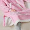 imageBedsure Oversized Blanket Hoodie  Longlength Wearable Hooded Blanket Sweatshirt with Side Split Belt and Big Hood Giant Warm Sherpa Sweater Blanket Jacket Pink