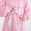 imageBedsure Oversized Blanket Hoodie  Longlength Wearable Hooded Blanket Sweatshirt with Side Split Belt and Big Hood Giant Warm Sherpa Sweater Blanket Jacket Pink