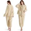 imageBedsure Flannel Pajamas for Women Set Winter Fuzzy Fleece Pajama Loungewear 2 Piece Soft Cozy Warm Sherpa SleepwearKhaki