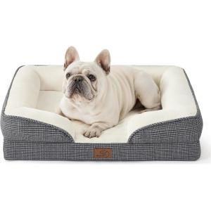 imageBedsure Orthopedic Dog Beds Large Sized Dog  Washable Large Dog Cat Bed Waterproof Comfort Dogs Couch Sofa with Washable Removable Cover Pet Bed with Nonskid Bottom Grey 35quotPlaidBlack