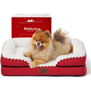 imageBedsure Orthopedic Dog Beds Large Sized Dog  Washable Large Dog Cat Bed Waterproof Comfort Dogs Couch Sofa with Washable Removable Cover Pet Bed with Nonskid Bottom Grey 35quotRed