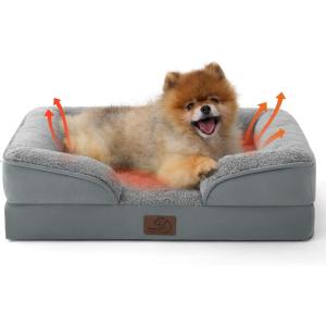 imageBedsure Orthopedic Dog Beds Large Sized Dog  Washable Large Dog Cat Bed Waterproof Comfort Dogs Couch Sofa with Washable Removable Cover Pet Bed with Nonskid Bottom Grey 35quotSelf WarmingGrey