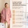 imageBedsure Cordless Wearable Heated Blanket  Fluffy Electric Blanket Hoodie with 20000mAh Battery Pack Portable 20W USB Heated Shawl as Winter Gifts for Women Mom 4 Heating Levels 55quotx69quot Cream01  Pink