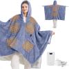 imageBedsure Cordless Wearable Heated Blanket  Fluffy Electric Blanket Hoodie with 20000mAh Battery Pack Portable 20W USB Heated Shawl as Winter Gifts for Women Mom 4 Heating Levels 55quotx69quot Cream01  Blue