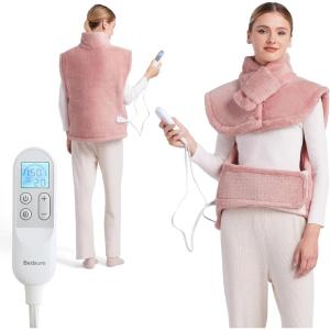 imageBedsure Wrap Heating Pad for Neck and Shoulders and Back  Birthday Gifts for Men Women Electric Heated Pad for Full Body Fast Heating Extra Large 24quotx38quot ETL Certified Grey02  Pink