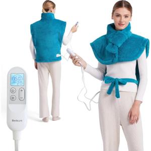 imageBedsure Wrap Heating Pad for Neck and Shoulders and Back  Birthday Gifts for Men Women Electric Heated Pad for Full Body Fast Heating Extra Large 24quotx38quot ETL Certified Grey01  Blue