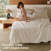 imageBedsure 100 GOTS Organic Cotton Sheets Fair Trade Certified King Bedding Set EcoFriendly UltraSoft 17 inches Deep Pocket King Sheet Sateen Weave Cotton Luxurious Hotel Bed Set Ivory01  Ivory