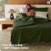 imageBedsure 100 GOTS Organic Cotton Sheets Fair Trade Certified King Bedding Set EcoFriendly UltraSoft 17 inches Deep Pocket King Sheet Sateen Weave Cotton Luxurious Hotel Bed Set Ivory03  Olive Green