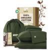 imageBedsure 100 GOTS Organic Cotton Sheets Fair Trade Certified King Bedding Set EcoFriendly UltraSoft 17 inches Deep Pocket King Sheet Sateen Weave Cotton Luxurious Hotel Bed Set Ivory03  Olive Green