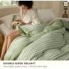 imageBedsure 100 Washed Cotton Duvet Cover Queen Size Classic Striped Duvet Cover Set Enhances Bedroom Comfort and Style GentleSoft and Breathable Bedding Set Stripes TanWhite 90quotx90quot06  Gingham  Sage Green No Comforter