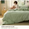 imageBedsure 100 Washed Cotton Duvet Cover Queen Size Classic Striped Duvet Cover Set Enhances Bedroom Comfort and Style GentleSoft and Breathable Bedding Set Stripes TanWhite 90quotx90quot06  Gingham  Sage Green No Comforter