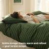 imageBedsure 100 Washed Cotton Duvet Cover Queen Size Classic Striped Duvet Cover Set Enhances Bedroom Comfort and Style GentleSoft and Breathable Bedding Set Stripes TanWhite 90quotx90quot03  Stripes  Olive Green No Comforter