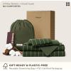 imageBedsure 100 Washed Cotton Duvet Cover Queen Size Classic Striped Duvet Cover Set Enhances Bedroom Comfort and Style GentleSoft and Breathable Bedding Set Stripes TanWhite 90quotx90quot03  Stripes  Olive Green No Comforter
