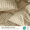 imageBedsure 100 Washed Cotton Duvet Cover Queen Size Classic Striped Duvet Cover Set Enhances Bedroom Comfort and Style GentleSoft and Breathable Bedding Set Stripes TanWhite 90quotx90quot05  Gingham  Khaki No Comforter