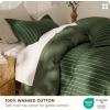 imageBedsure 100 Washed Cotton Duvet Cover Queen Size Classic Striped Duvet Cover Set Enhances Bedroom Comfort and Style GentleSoft and Breathable Bedding Set Stripes TanWhite 90quotx90quot03  Stripes  Olive Green No Comforter