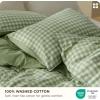 imageBedsure 100 Washed Cotton Duvet Cover Queen Size Classic Striped Duvet Cover Set Enhances Bedroom Comfort and Style GentleSoft and Breathable Bedding Set Stripes TanWhite 90quotx90quot06  Gingham  Sage Green No Comforter