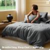 imageBedsure Cotton Duvet Cover Queen 100 GOTS Organic Cotton Duvet Cover Set Fair Trade Certified Queen Bedding Set EcoFriendly UltraSoft Breathable Home Bedding for All SeasonsIvory 90quotx90quot05  Cooling Grey No Comforter