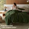 imageBedsure Cotton Duvet Cover Queen 100 GOTS Organic Cotton Duvet Cover Set Fair Trade Certified Queen Bedding Set EcoFriendly UltraSoft Breathable Home Bedding for All SeasonsIvory 90quotx90quot002  Olive Green  Organic