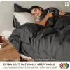 imageBedsure Cotton Duvet Cover Queen 100 GOTS Organic Cotton Duvet Cover Set Fair Trade Certified Queen Bedding Set EcoFriendly UltraSoft Breathable Home Bedding for All SeasonsIvory 90quotx90quot004  Dark Grey  Organic