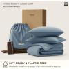 imageBedsure Cotton Duvet Cover Queen 100 GOTS Organic Cotton Duvet Cover Set Fair Trade Certified Queen Bedding Set EcoFriendly UltraSoft Breathable Home Bedding for All SeasonsIvory 90quotx90quot04  Cooling Dusty Blue No Comforter