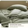 imageBedsure Cotton Duvet Cover Queen 100 GOTS Organic Cotton Duvet Cover Set Fair Trade Certified Queen Bedding Set EcoFriendly UltraSoft Breathable Home Bedding for All SeasonsIvory 90quotx90quot03  Cooling Tea Green No Comforter