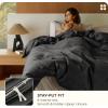 imageBedsure Cotton Duvet Cover Queen 100 GOTS Organic Cotton Duvet Cover Set Fair Trade Certified Queen Bedding Set EcoFriendly UltraSoft Breathable Home Bedding for All SeasonsIvory 90quotx90quot004  Dark Grey  Organic