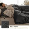 imageBedsure Cotton Duvet Cover Queen 100 GOTS Organic Cotton Duvet Cover Set Fair Trade Certified Queen Bedding Set EcoFriendly UltraSoft Breathable Home Bedding for All SeasonsIvory 90quotx90quot004  Dark Grey  Organic