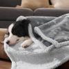 imageBedsure Waterproof Blanket for Bed  Soft Print Sherpa Fleece Pet Cat Dog Blankets for Large Dogs Couch Protection Soft Plush Reversible Furniture Protector Twin Size 60quotx80quot Smokey GreySmokey Grey