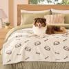 imageBedsure Waterproof Blanket for Bed  Soft Print Sherpa Fleece Pet Cat Dog Blankets for Large Dogs Couch Protection Soft Plush Reversible Furniture Protector Twin Size 60quotx80quot Smokey GreyBeige