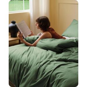 imageBedsure Cotton Duvet Cover Queen 100 GOTS Organic Cotton Duvet Cover Set Fair Trade Certified Queen Bedding Set EcoFriendly UltraSoft Breathable Home Bedding for All SeasonsIvory 90quotx90quot01  Cooling Olive Green No Comforter