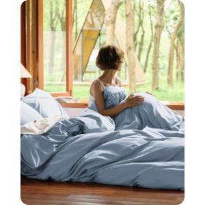 imageBedsure Cotton Duvet Cover Queen 100 GOTS Organic Cotton Duvet Cover Set Fair Trade Certified Queen Bedding Set EcoFriendly UltraSoft Breathable Home Bedding for All SeasonsIvory 90quotx90quot08  Cooling Light Blue No Comforter