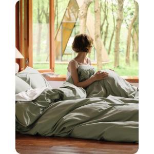 imageBedsure Cotton Duvet Cover Queen 100 GOTS Organic Cotton Duvet Cover Set Fair Trade Certified Queen Bedding Set EcoFriendly UltraSoft Breathable Home Bedding for All SeasonsIvory 90quotx90quot03  Cooling Tea Green No Comforter