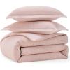imageBedsure 100 Cotton Duvet Cover Queen Size with Fitted Sheet  4 Pieces Coconut White Waffle Weave Bedding Set GentleSoft and Breathable Includes 1 Duvet Cover 90x90 1 Fitted Sheet 2 Pillow Shams09  Pink No Comforter