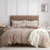 imageBedsure 100 Cotton Duvet Cover Queen Size with Fitted Sheet  4 Pieces Coconut White Waffle Weave Bedding Set GentleSoft and Breathable Includes 1 Duvet Cover 90x90 1 Fitted Sheet 2 Pillow Shams05  Khaki No Comforter