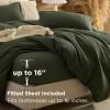 imageBedsure 100 Cotton Duvet Cover Queen Size with Fitted Sheet  4 Pieces Coconut White Waffle Weave Bedding Set GentleSoft and Breathable Includes 1 Duvet Cover 90x90 1 Fitted Sheet 2 Pillow Shams14  Olive Green No Comforter