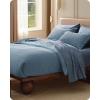 imageBedsure 100 Cotton Duvet Cover Queen Size with Fitted Sheet  4 Pieces Coconut White Waffle Weave Bedding Set GentleSoft and Breathable Includes 1 Duvet Cover 90x90 1 Fitted Sheet 2 Pillow Shams16  Grey Blue No Comforter