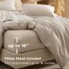 imageBedsure 100 Cotton Duvet Cover Queen Size with Fitted Sheet  4 Pieces Coconut White Waffle Weave Bedding Set GentleSoft and Breathable Includes 1 Duvet Cover 90x90 1 Fitted Sheet 2 Pillow Shams04  Linen No Comforter