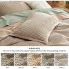 imageBedsure 100 Cotton Duvet Cover Queen Size with Fitted Sheet  4 Pieces Coconut White Waffle Weave Bedding Set GentleSoft and Breathable Includes 1 Duvet Cover 90x90 1 Fitted Sheet 2 Pillow Shams21  Cooling Taupe No Comforter