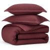 imageBedsure 100 Cotton Duvet Cover Queen Size with Fitted Sheet  4 Pieces Coconut White Waffle Weave Bedding Set GentleSoft and Breathable Includes 1 Duvet Cover 90x90 1 Fitted Sheet 2 Pillow Shams08  Maroon Red No Comforter