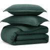 imageBedsure 100 Cotton Duvet Cover Queen Size with Fitted Sheet  4 Pieces Coconut White Waffle Weave Bedding Set GentleSoft and Breathable Includes 1 Duvet Cover 90x90 1 Fitted Sheet 2 Pillow Shams13  Forest Green No Comforter