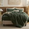 imageBedsure 100 Cotton Duvet Cover Queen Size with Fitted Sheet  4 Pieces Coconut White Waffle Weave Bedding Set GentleSoft and Breathable Includes 1 Duvet Cover 90x90 1 Fitted Sheet 2 Pillow Shams14  Olive Green No Comforter