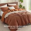 imageBedsure 100 Cotton Duvet Cover Queen Size with Fitted Sheet  4 Pieces Coconut White Waffle Weave Bedding Set GentleSoft and Breathable Includes 1 Duvet Cover 90x90 1 Fitted Sheet 2 Pillow Shams21  Cooling Burn Orange No Comforter