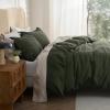 imageBedsure 100 Cotton Duvet Cover Queen Size with Fitted Sheet  4 Pieces Coconut White Waffle Weave Bedding Set GentleSoft and Breathable Includes 1 Duvet Cover 90x90 1 Fitted Sheet 2 Pillow Shams14  Olive Green No Comforter