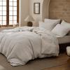 imageBedsure 100 Cotton Duvet Cover Queen Size with Fitted Sheet  4 Pieces Coconut White Waffle Weave Bedding Set GentleSoft and Breathable Includes 1 Duvet Cover 90x90 1 Fitted Sheet 2 Pillow Shams19  Spacedyed Linen No Comforter