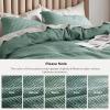 imageBedsure 100 Cotton Duvet Cover Queen Size with Fitted Sheet  4 Pieces Coconut White Waffle Weave Bedding Set GentleSoft and Breathable Includes 1 Duvet Cover 90x90 1 Fitted Sheet 2 Pillow Shams12  Green No Comforter