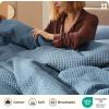 imageBedsure 100 Cotton Duvet Cover Queen Size with Fitted Sheet  4 Pieces Coconut White Waffle Weave Bedding Set GentleSoft and Breathable Includes 1 Duvet Cover 90x90 1 Fitted Sheet 2 Pillow Shams16  Grey Blue No Comforter
