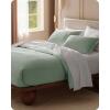 imageBedsure 100 Cotton Duvet Cover Queen Size with Fitted Sheet  4 Pieces Coconut White Waffle Weave Bedding Set GentleSoft and Breathable Includes 1 Duvet Cover 90x90 1 Fitted Sheet 2 Pillow Shams11  Sage Green No Comforter