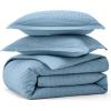 imageBedsure 100 Cotton Duvet Cover Queen Size with Fitted Sheet  4 Pieces Coconut White Waffle Weave Bedding Set GentleSoft and Breathable Includes 1 Duvet Cover 90x90 1 Fitted Sheet 2 Pillow Shams16  Grey Blue No Comforter