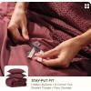 imageBedsure 100 Cotton Duvet Cover Queen Size with Fitted Sheet  4 Pieces Coconut White Waffle Weave Bedding Set GentleSoft and Breathable Includes 1 Duvet Cover 90x90 1 Fitted Sheet 2 Pillow Shams08  Maroon Red No Comforter